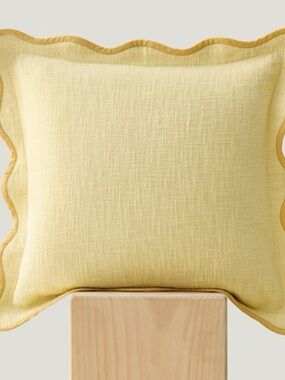 Yellow Scalloped Edge Decorative Pillow
